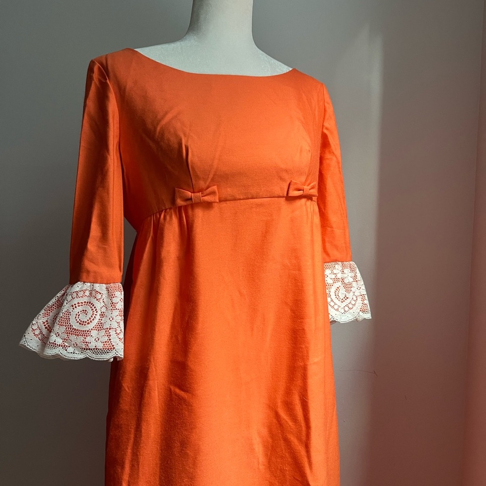 VINTAGE Lorrie Deb 1960s dress sz 13/14 Coral Red/Orange